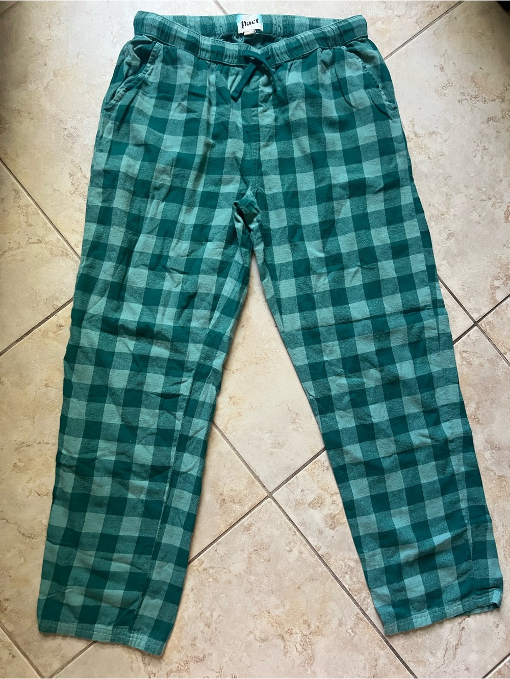 ‼️EUC: Pact Organic Teal Checkered Lounge Pants / PJs - L